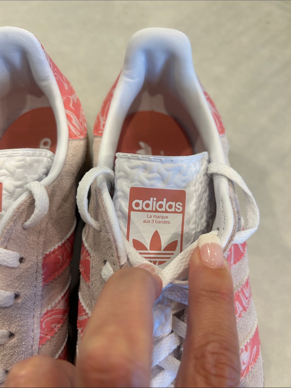 NWB adidas Gazelle Blush Suede Sneakers with Pink Swirl Accents - Picture 5 of 12